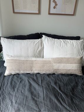 Project 62 (Target) Cream and Tan Striped Lumbar Pillow